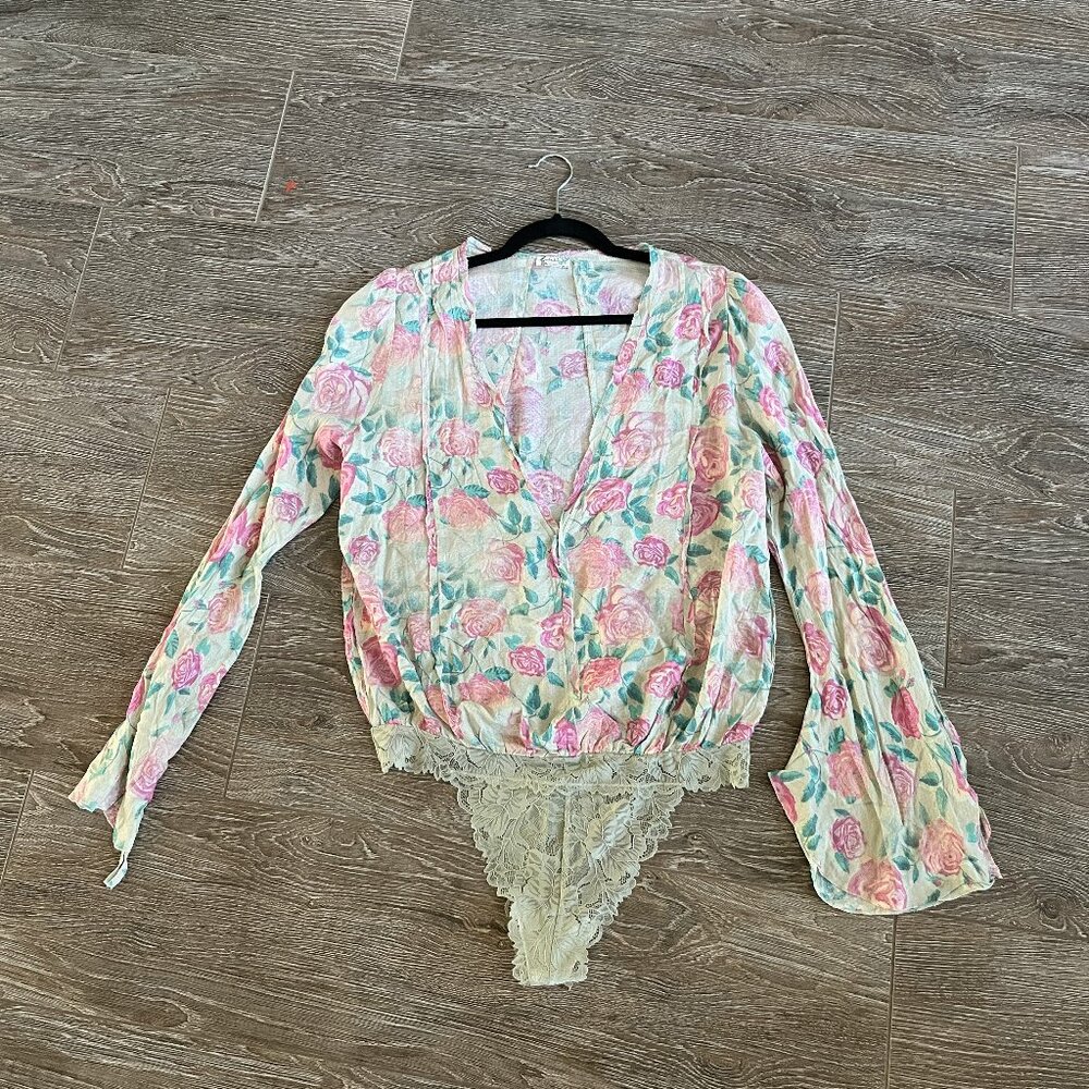 Free People Intimately Bodysuit Everything's Rosy size Large